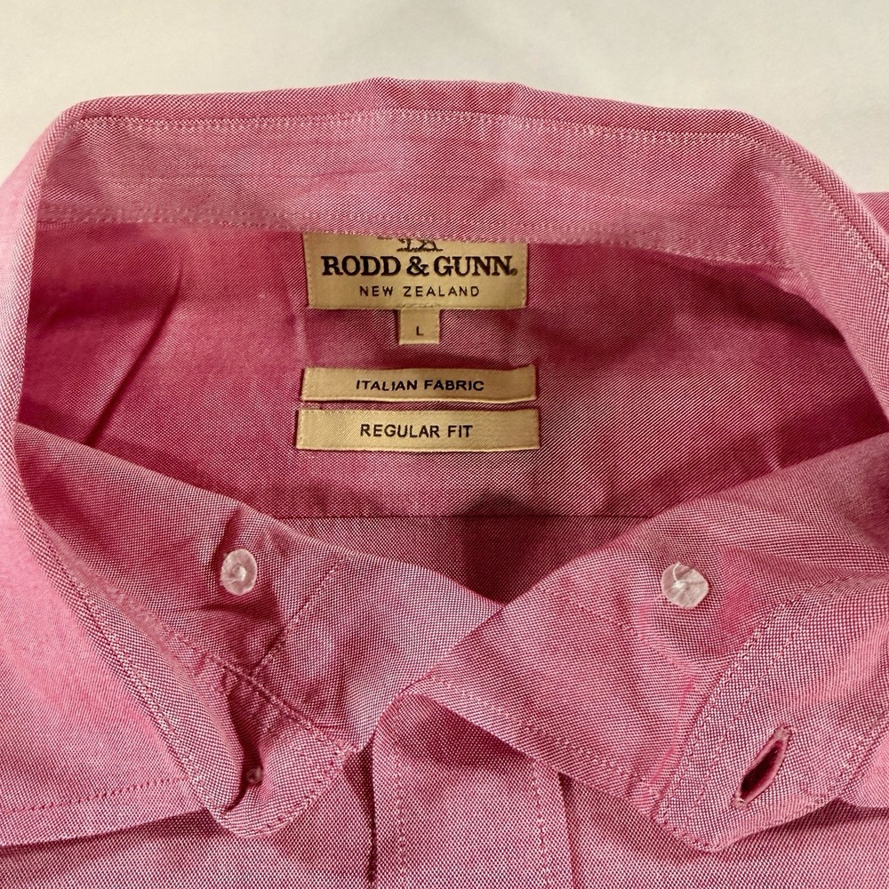 Rodd & Gunn New Zealand Pink Oxford Button Down Shirt Mens L Italian Fabric - Picture 2 of 7
